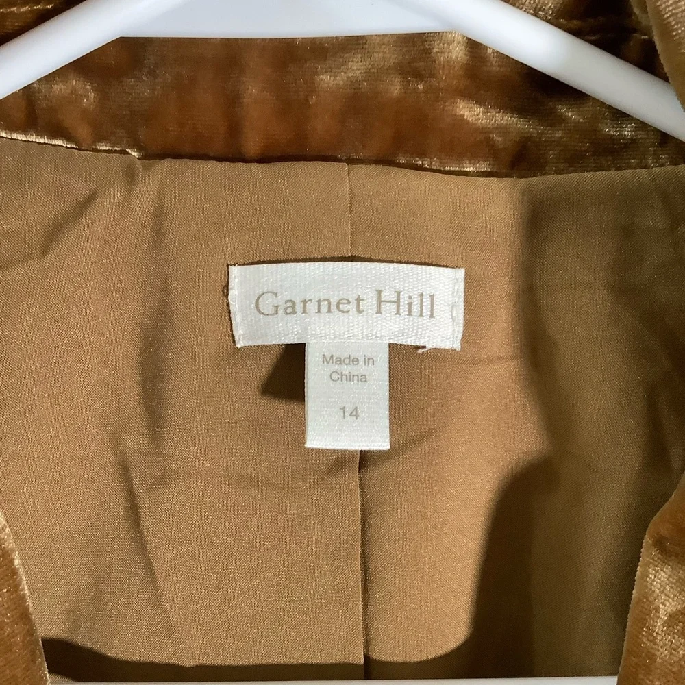 Garnet Hill Luxurious Tan Velvet Blazer Jacket Lined - Picture 7 of 8